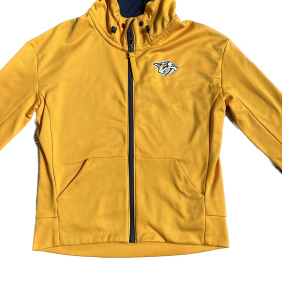 NWOT FANATICS NASHVILLE PREDATORS YELLOW/BLUE FULL LENGTH ZIP UP HOODIE SMALL - Picture 5 of 11